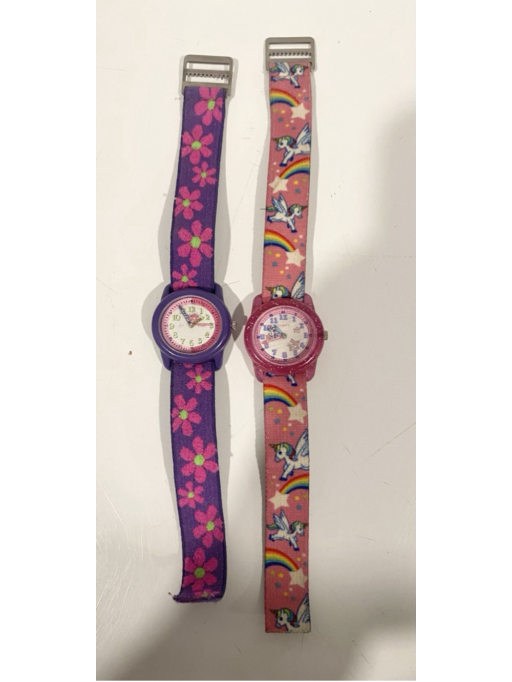 Timex Kids Time Teacher Watch Lot Floral Pegasus Rainbow Elastic Bands